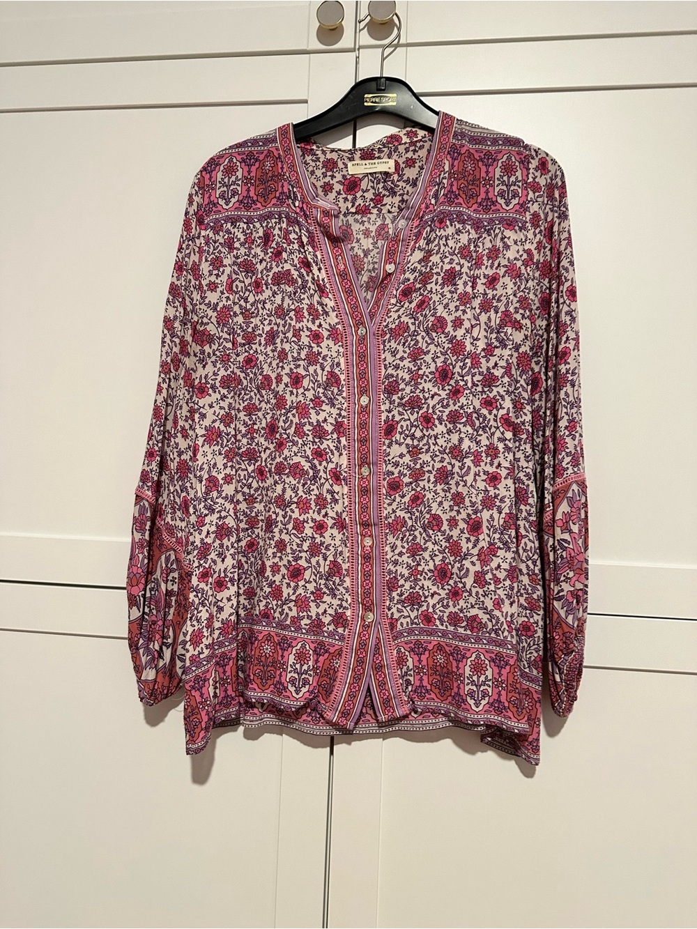 Spell Jasmine Pink Floral Button-Front Blouse
